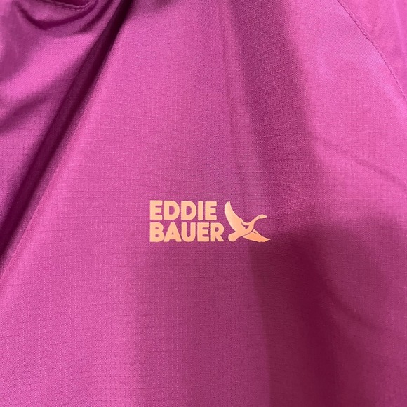 Eddie Bauer Kids Colorblock Hooded Windbreaker Jacket Purple Coral Size XL 18 20 - Picture 3 of 11